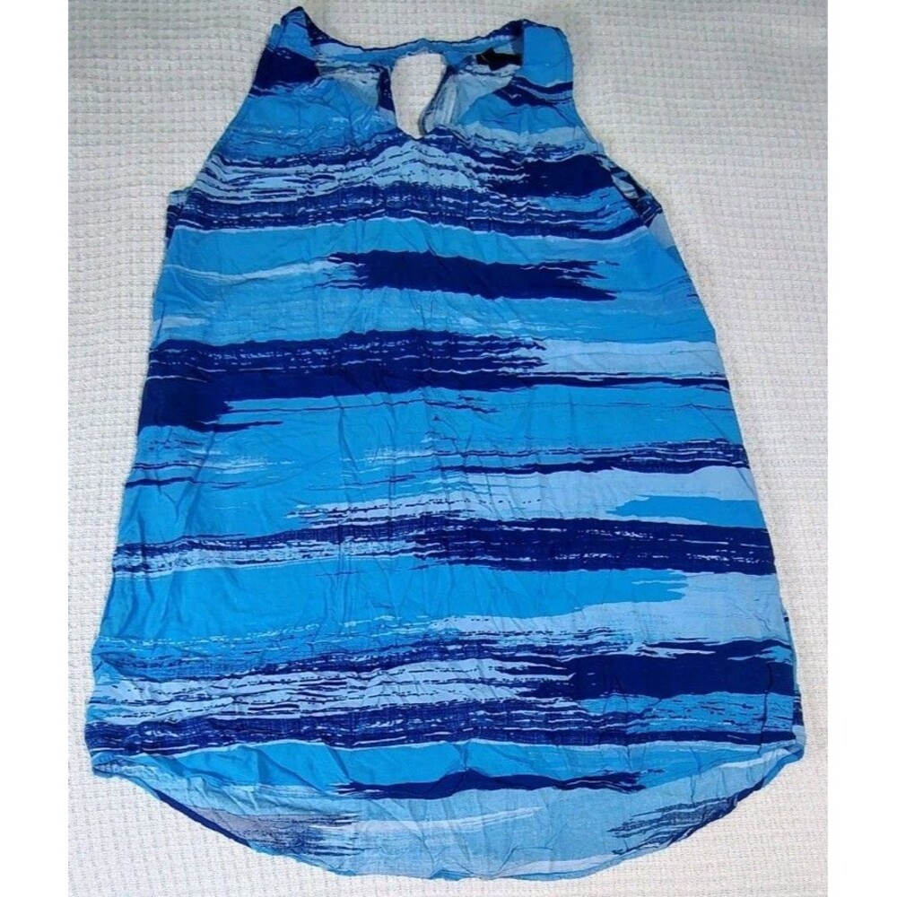 GAP XL Blue Sleeveless Coastal Nautical Abstract Dress V-Neck Lightweight Short